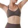 AUROLA Mercury Workout Sports Bras Women Athletic Removable Padded Backless Strapy Minimal Crop Top(Seamless- Chestnut Brown)