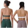 AUROLA Mercury Workout Sports Bras Women Athletic Removable Padded Backless Strapy Minimal Crop Top(Seamless- Ivory)
