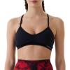AUROLA Mercury Workout Sports Bras Women Athletic Removable Padded Backless Strapy Minimal Crop Top(Seamless-black)