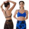 AUROLA Mercury Workout Sports Bras Women Athletic Removable Padded Backless Strapy Minimal Crop Top(Seamless-klein Blue)