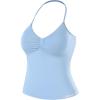 AUROLA Influence Longline Strappy Workout Halter Tops for Women,Removable Cups Padded Bras Impact Gym Yoga Sleeveless Top(Airy Blue)