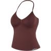 AUROLA Influence Longline Strappy Workout Halter Tops for Women,Removable Cups Padded Bras Impact Gym Yoga Sleeveless Top(Cinnamon)