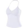 AUROLA Influence Longline Strappy Workout Halter Tops for Women,Removable Cups Padded Bras Impact Gym Yoga Sleeveless Top(Crescent White)