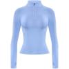 AUROLA Influence Workout Jacket for Women, Half Zip Cropped Slim Fit Long Sleeve Yoga Jackets Athletic Top with Thumb Holes(Airy Blue)