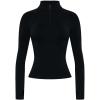 AUROLA Influence Workout Jacket for Women, Half Zip Cropped Slim Fit Long Sleeve Yoga Jackets Athletic Top with Thumb Holes(Black)