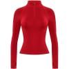 AUROLA Influence Workout Jacket for Women, Half Zip Cropped Slim Fit Long Sleeve Yoga Jackets Athletic Top with Thumb Holes(Chili Red)