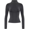 AUROLA Influence Workout Jacket for Women, Half Zip Cropped Slim Fit Long Sleeve Yoga Jackets Athletic Top with Thumb Holes(Dark Grey)