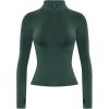 AUROLA Influence Workout Jacket for Women, Half Zip Cropped Slim Fit Long Sleeve Yoga Jackets Athletic Top with Thumb Holes(Eden Green)