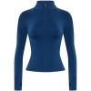 AUROLA Influence Workout Jacket for Women, Half Zip Cropped Slim Fit Long Sleeve Yoga Jackets Athletic Top with Thumb Holes(Ensign Blue)