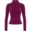 AUROLA Influence Workout Jacket for Women, Half Zip Cropped Slim Fit Long Sleeve Yoga Jackets Athletic Top with Thumb Holes(Magenta)