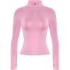 AUROLA Influence Workout Jacket for Women, Half Zip Cropped Slim Fit Long Sleeve Yoga Jackets Athletic Top with Thumb Holes(Sweet Pink)