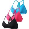AUROLA Mercury Workout Sports Bras Women Athletic Removable Padded Backless Strapy Minimal Crop Top(Pack(black+raspberry Sorbet+blue Danube))