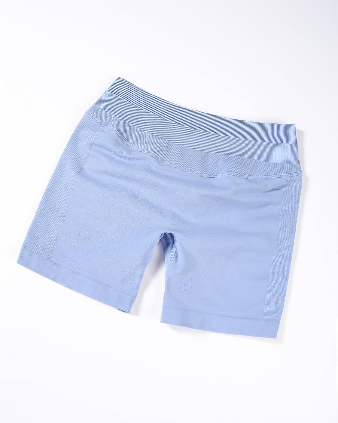 imageAUROLA Influence Workout Shorts for Women25 35 45 55 65 No Roll Up Squat Proof Scrunch Seamless Compression Gym ShortAiry Blue