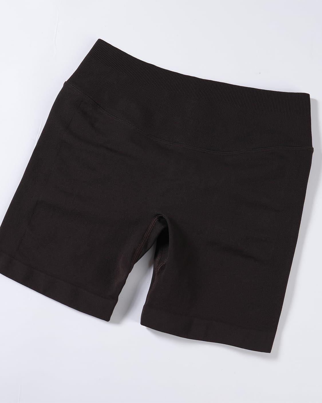 imageAUROLA Influence Workout Shorts for Women25 35 45 55 65 No Roll Up Squat Proof Scrunch Seamless Compression Gym ShortCoffee