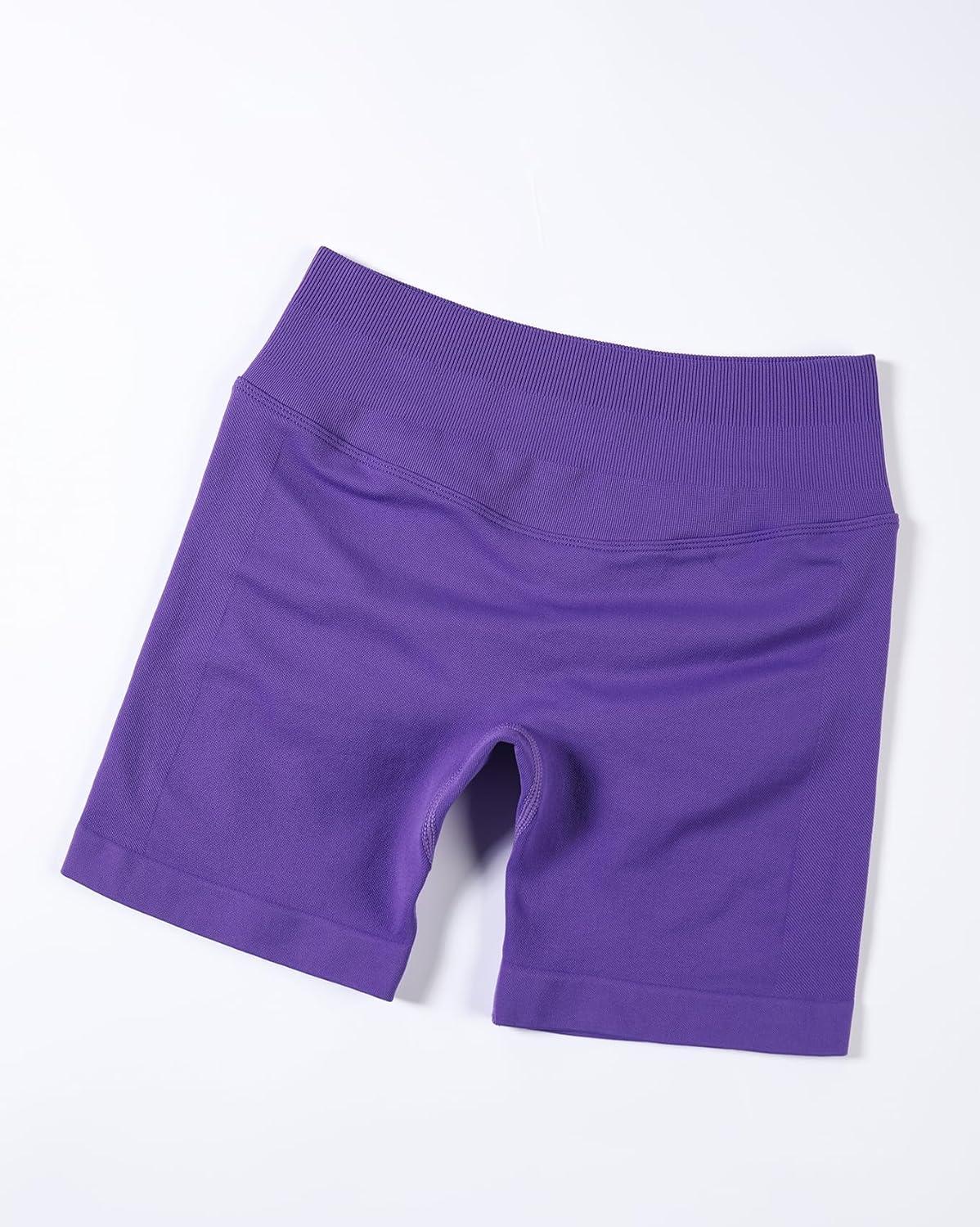 imageAUROLA Influence Workout Shorts for Women25 35 45 55 65 No Roll Up Squat Proof Scrunch Seamless Compression Gym ShortDark Purple