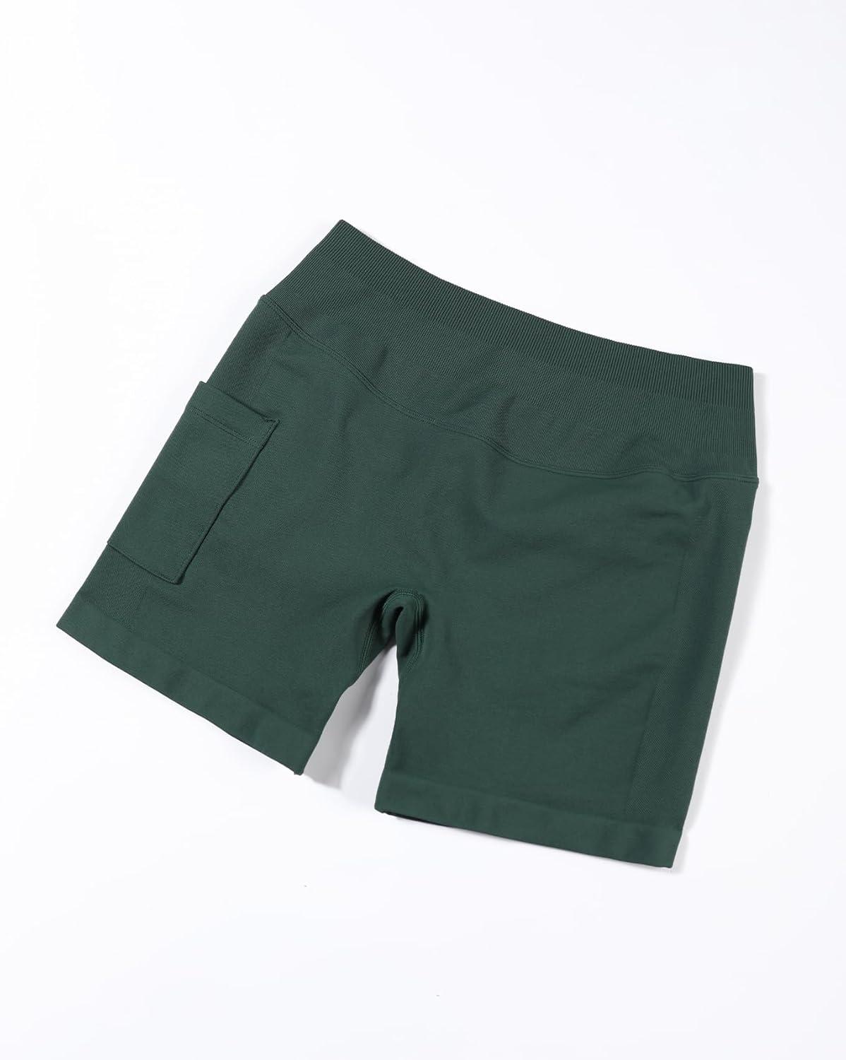 imageAUROLA Influence Workout Shorts for Women25 35 45 55 65 No Roll Up Squat Proof Scrunch Seamless Compression Gym ShortEden Green