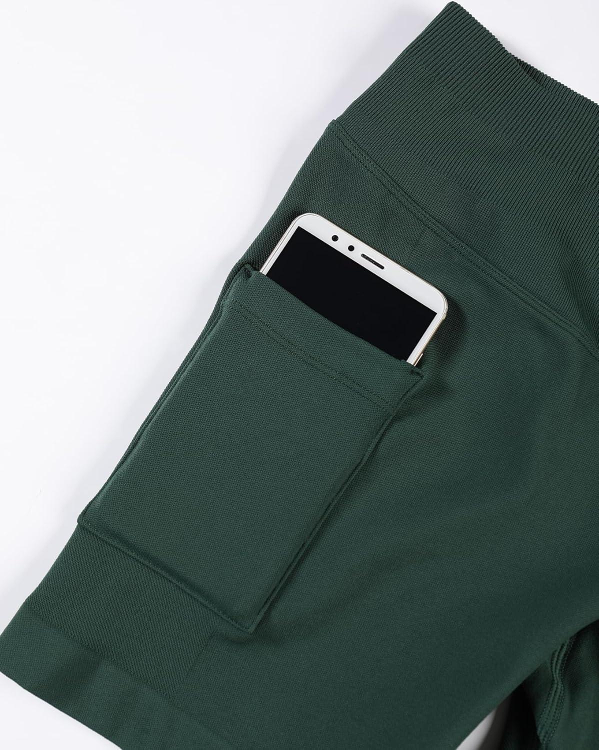 imageAUROLA Influence Workout Shorts for Women25 35 45 55 65 No Roll Up Squat Proof Scrunch Seamless Compression Gym ShortEden Green