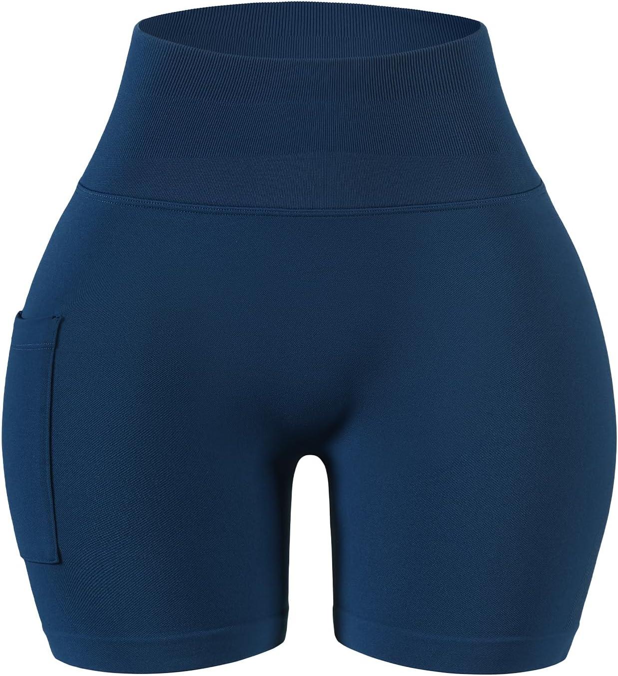 imageAUROLA Influence Workout Shorts for Women25 35 45 55 65 No Roll Up Squat Proof Scrunch Seamless Compression Gym ShortEnsign Blue