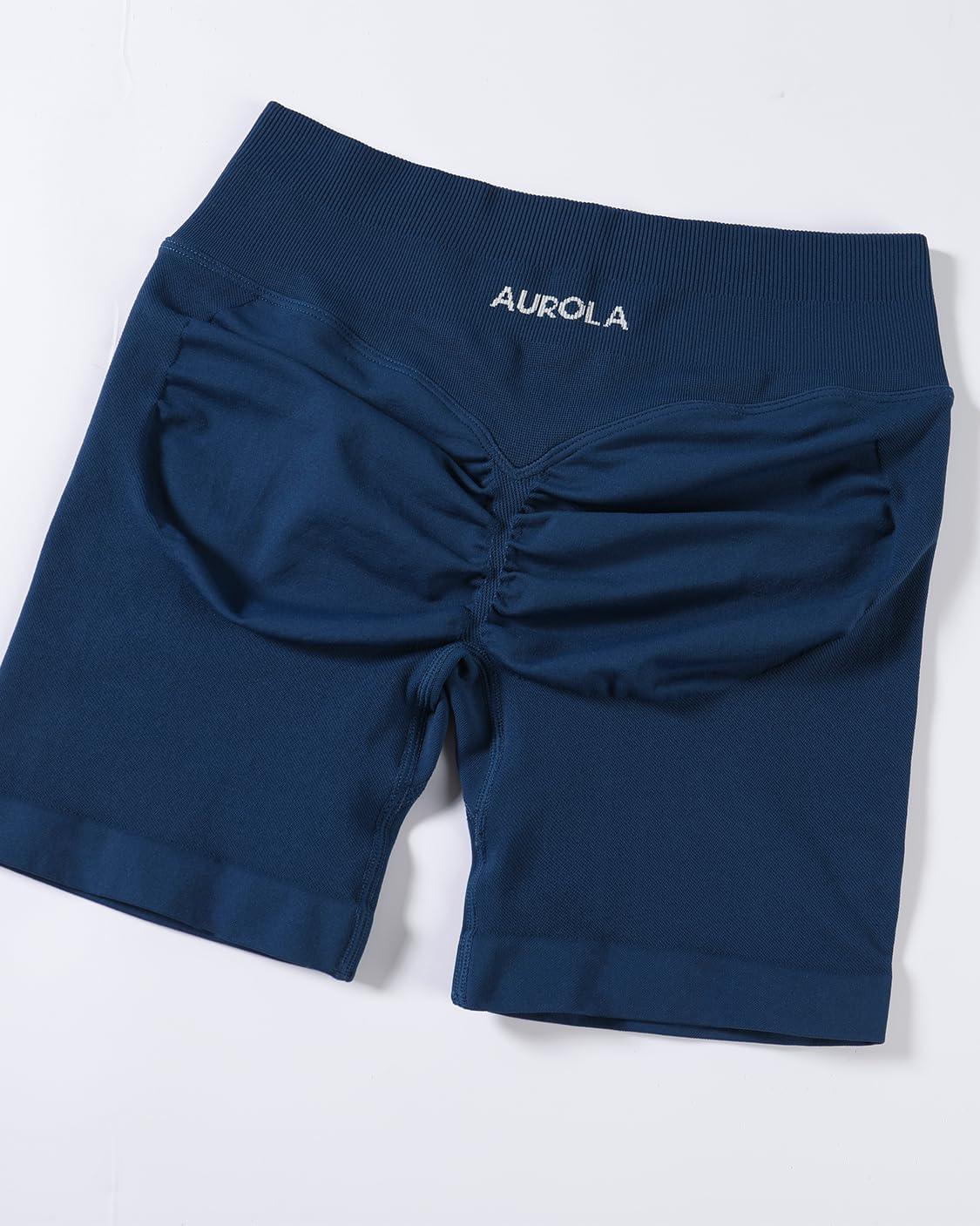 imageAUROLA Influence Workout Shorts for Women25 35 45 55 65 No Roll Up Squat Proof Scrunch Seamless Compression Gym ShortEnsign Blue