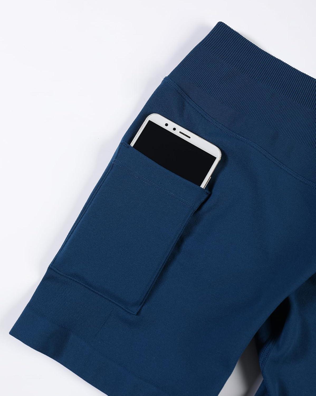 imageAUROLA Influence Workout Shorts for Women25 35 45 55 65 No Roll Up Squat Proof Scrunch Seamless Compression Gym ShortEnsign Blue