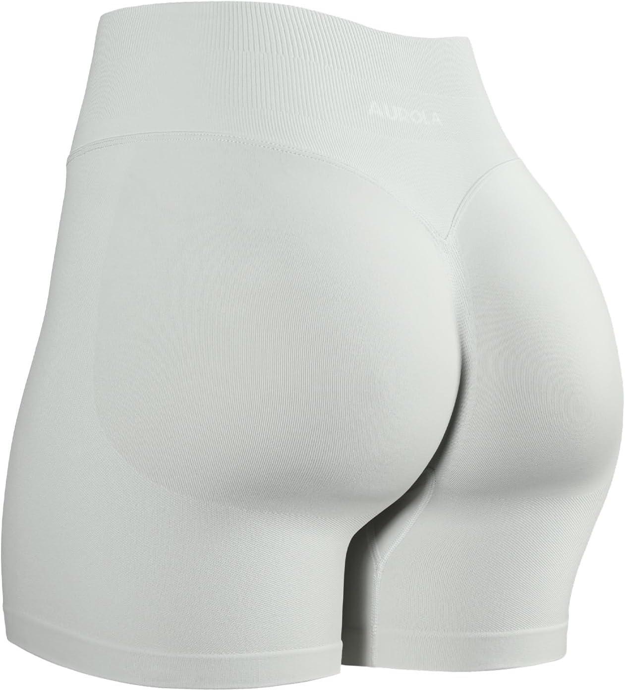 imageAUROLA Influence Workout Shorts for Women25 35 45 55 65 No Roll Up Squat Proof Scrunch Seamless Compression Gym ShortGlacier Gray