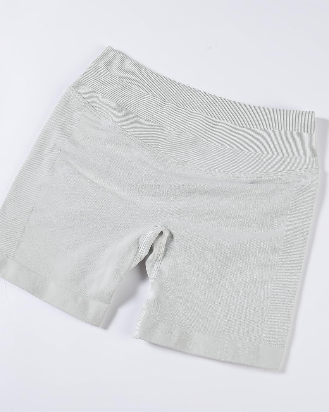 imageAUROLA Influence Workout Shorts for Women25 35 45 55 65 No Roll Up Squat Proof Scrunch Seamless Compression Gym ShortGlacier Gray