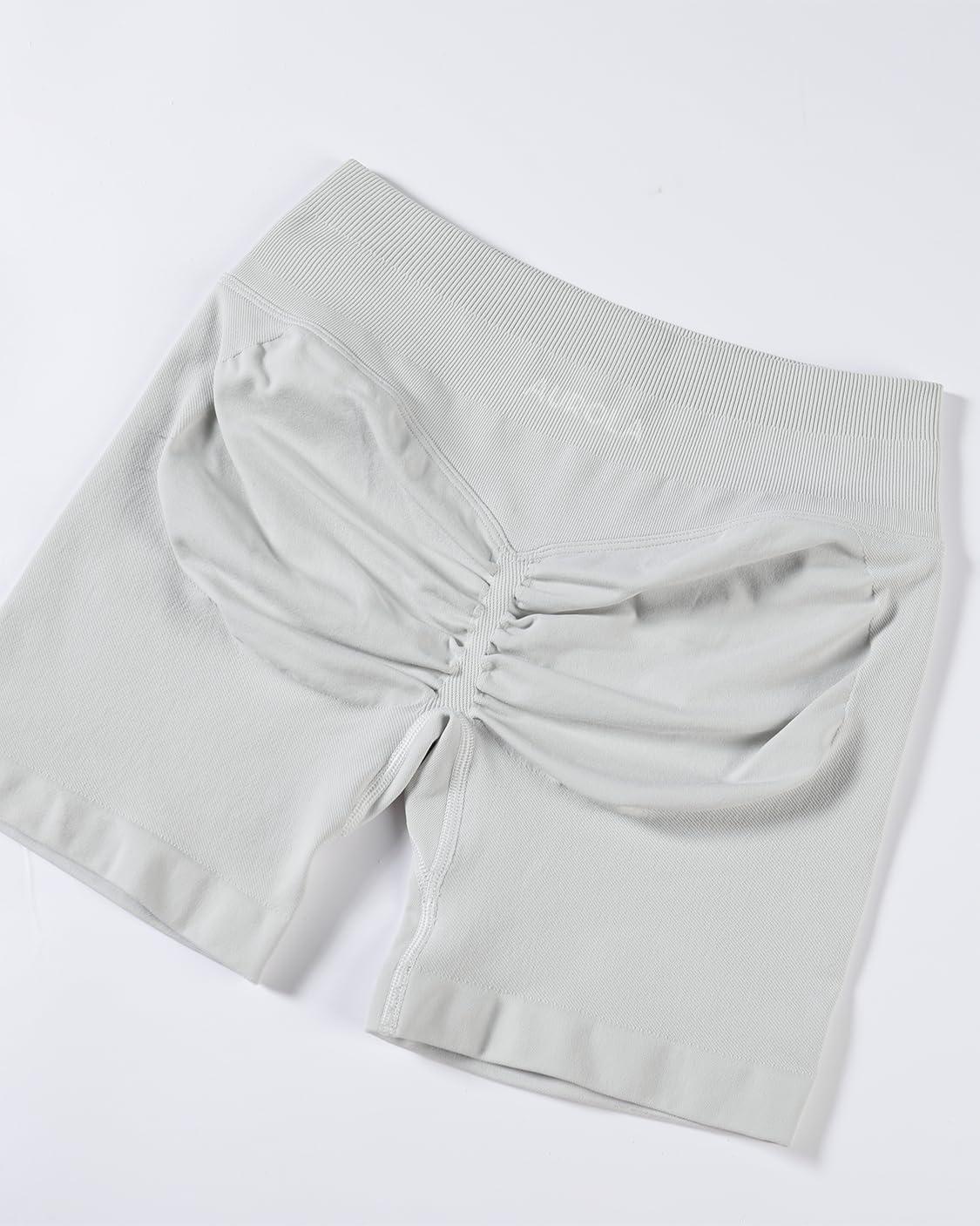 imageAUROLA Influence Workout Shorts for Women25 35 45 55 65 No Roll Up Squat Proof Scrunch Seamless Compression Gym ShortGlacier Gray