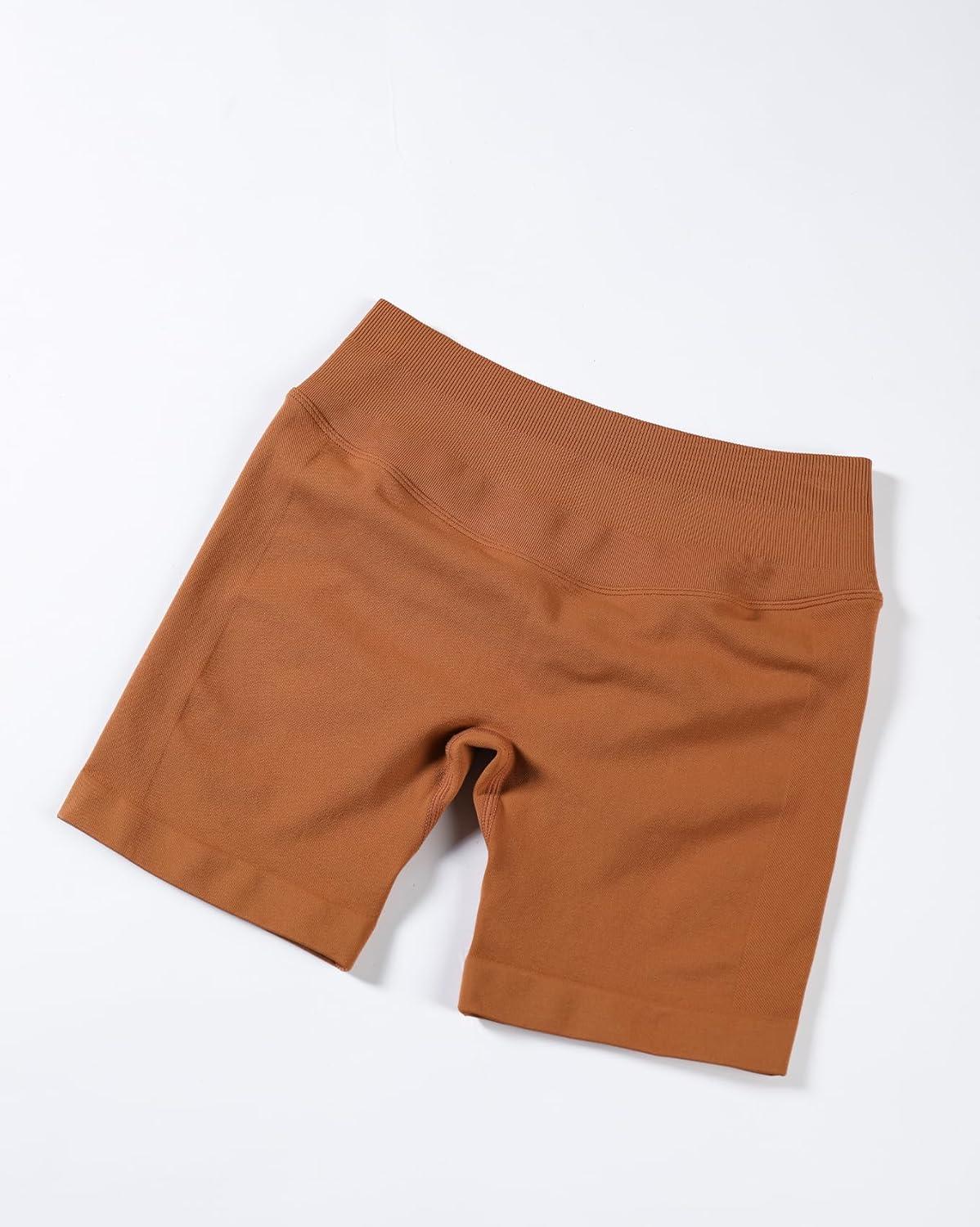 imageAUROLA Influence Workout Shorts for Women25 35 45 55 65 No Roll Up Squat Proof Scrunch Seamless Compression Gym ShortHoney Ginger