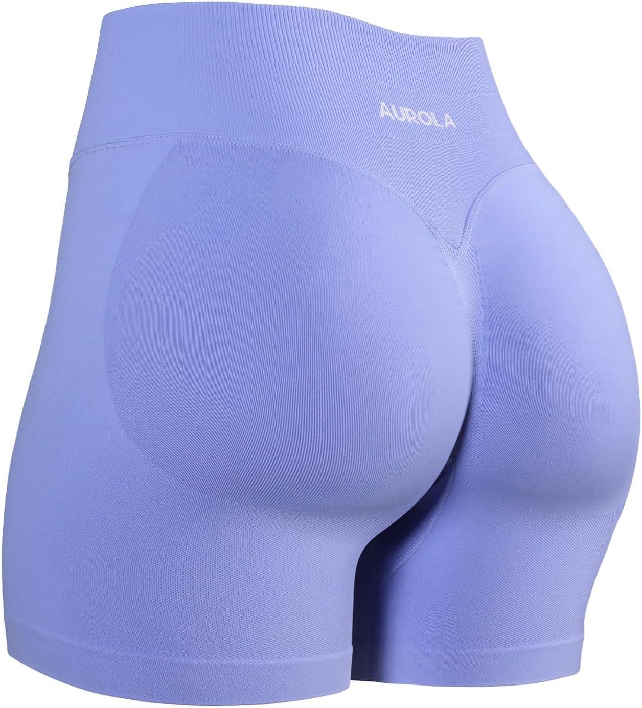 imageAUROLA Influence Workout Shorts for Women25 35 45 55 65 No Roll Up Squat Proof Scrunch Seamless Compression Gym ShortJacaranda
