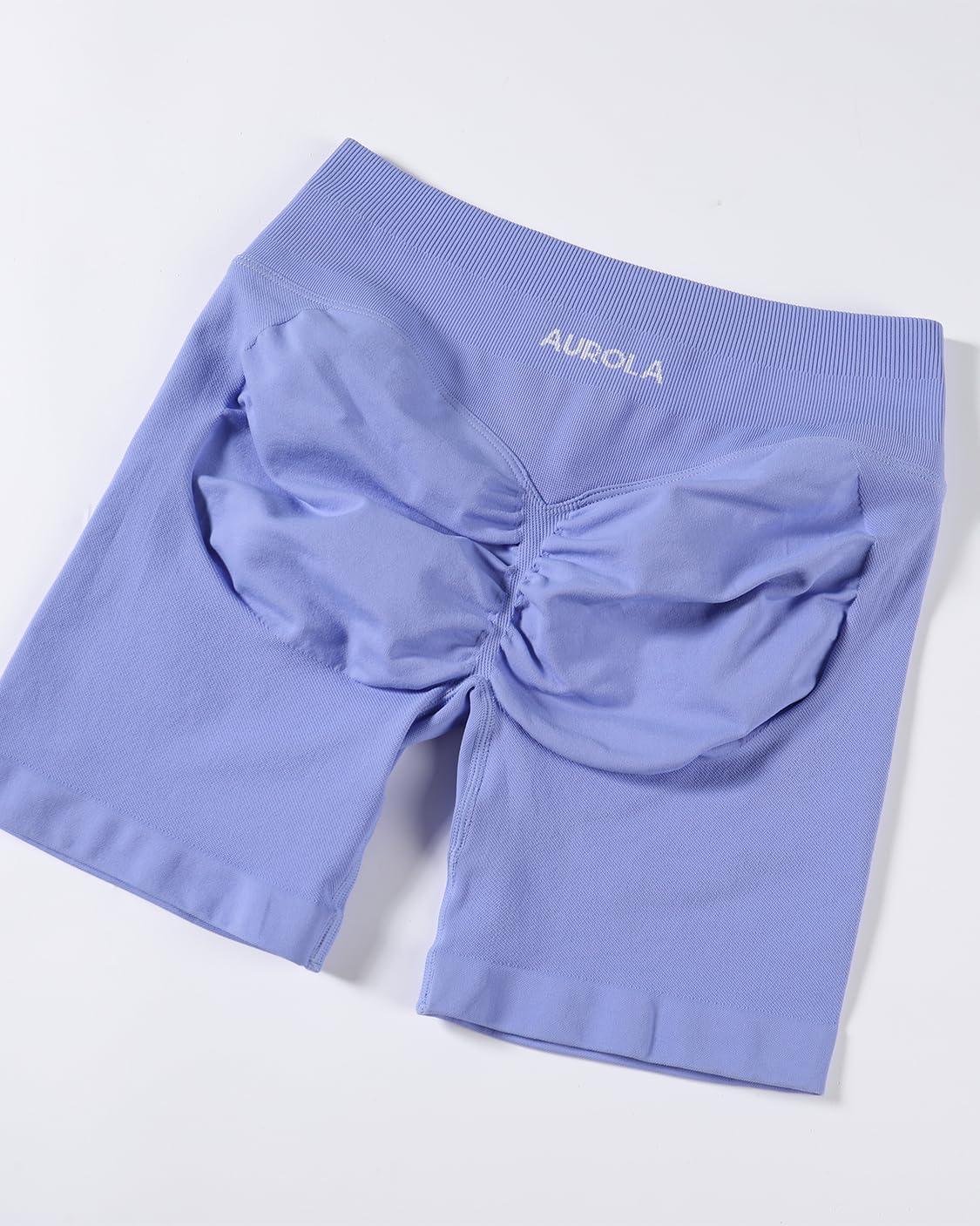imageAUROLA Influence Workout Shorts for Women25 35 45 55 65 No Roll Up Squat Proof Scrunch Seamless Compression Gym ShortJacaranda