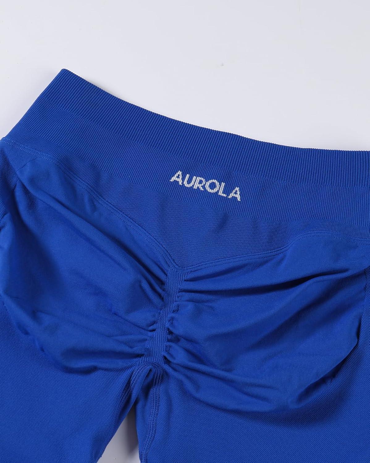 imageAUROLA Influence Workout Shorts for Women25 35 45 55 65 No Roll Up Squat Proof Scrunch Seamless Compression Gym ShortKlein Blue