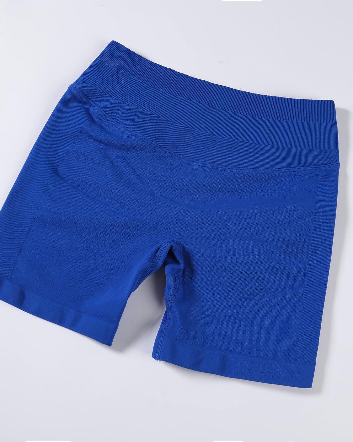 imageAUROLA Influence Workout Shorts for Women25 35 45 55 65 No Roll Up Squat Proof Scrunch Seamless Compression Gym ShortKlein Blue