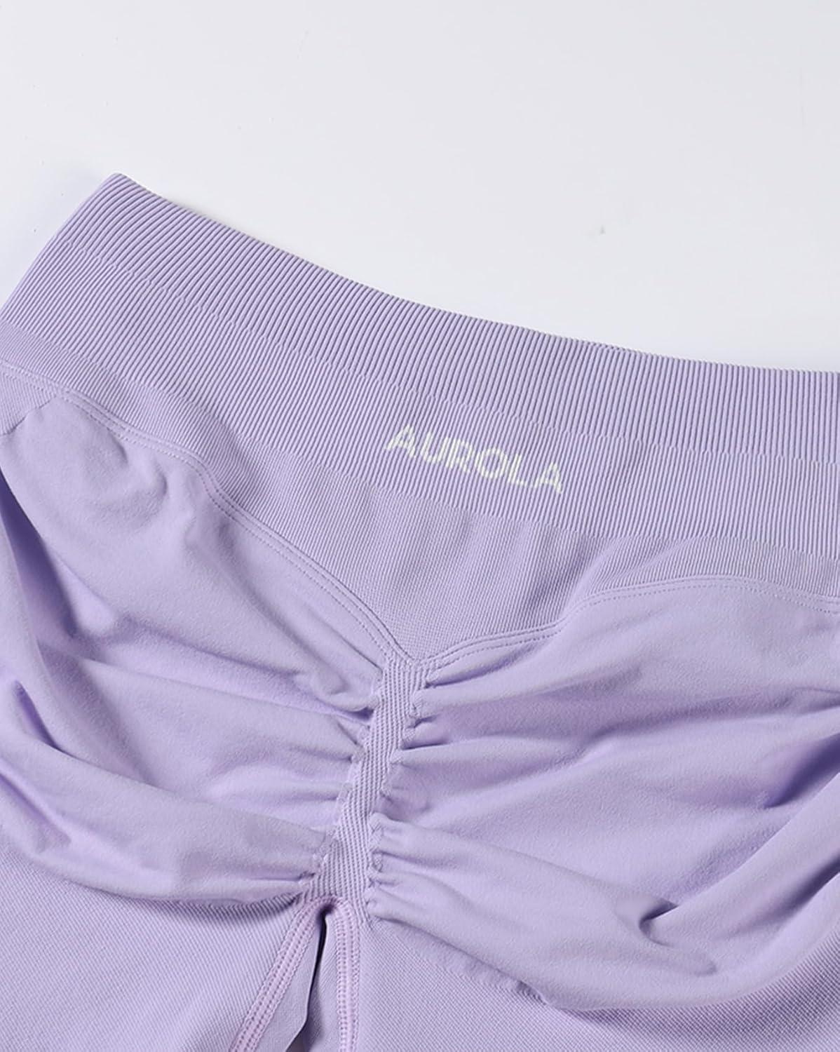 imageAUROLA Influence Workout Shorts for Women25 35 45 55 65 No Roll Up Squat Proof Scrunch Seamless Compression Gym ShortLavender