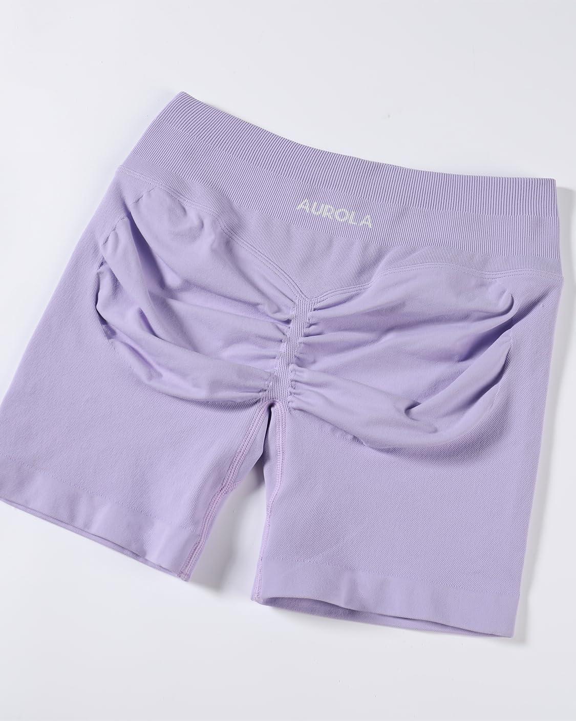 imageAUROLA Influence Workout Shorts for Women25 35 45 55 65 No Roll Up Squat Proof Scrunch Seamless Compression Gym ShortLavender