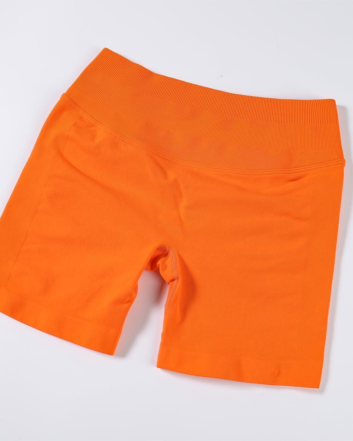 imageAUROLA Influence Workout Shorts for Women25 35 45 55 65 No Roll Up Squat Proof Scrunch Seamless Compression Gym ShortPersimmon Orange