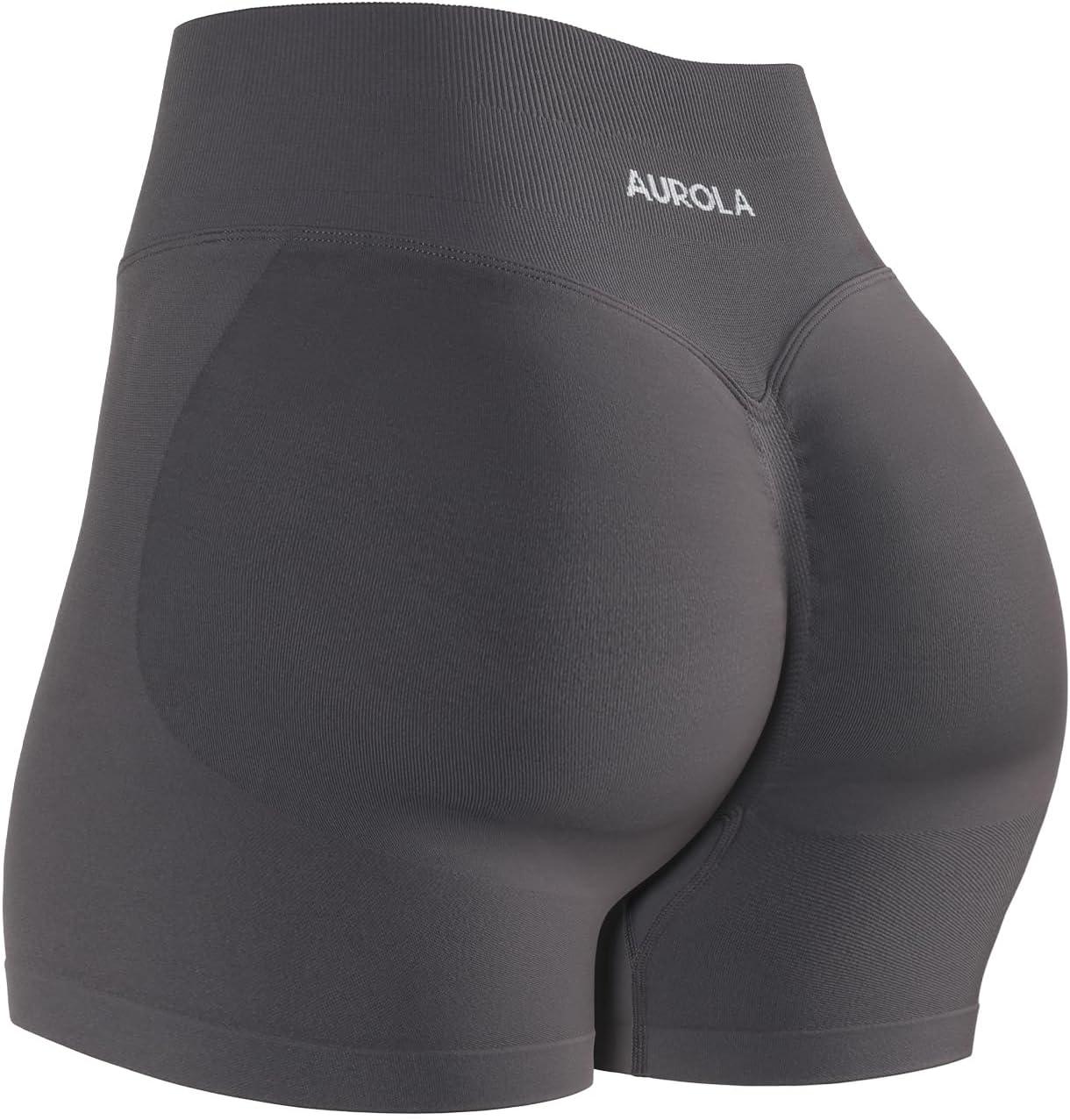 imageAUROLA Influence Workout Shorts for Women25 35 45 55 65 No Roll Up Squat Proof Scrunch Seamless Compression Gym ShortPlum Truffle