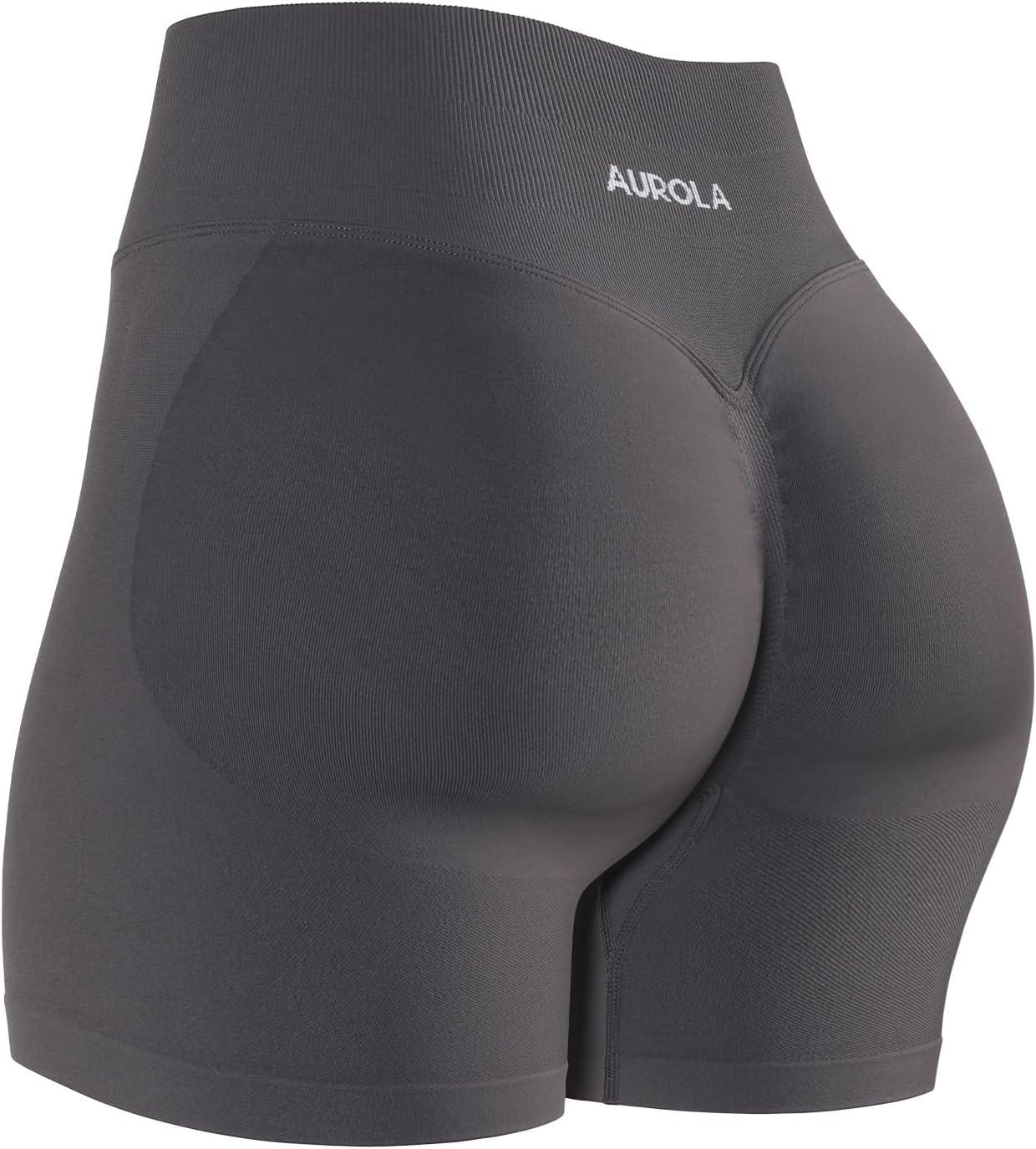 imageAUROLA Influence Workout Shorts for Women25 35 45 55 65 No Roll Up Squat Proof Scrunch Seamless Compression Gym ShortPlum Truffle