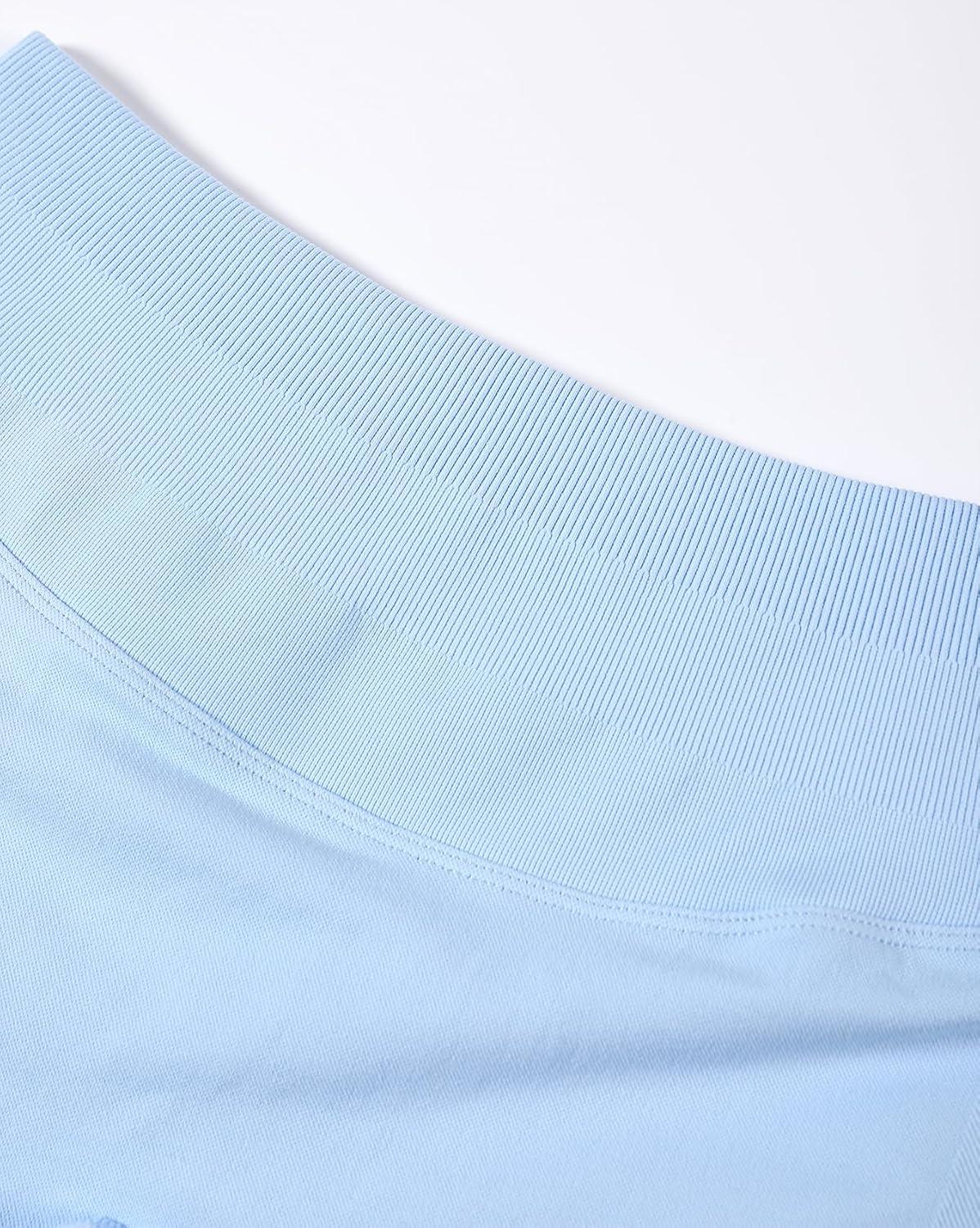 imageAUROLA Influence Workout Shorts for Women25 35 45 55 65 No Roll Up Squat Proof Scrunch Seamless Compression Gym ShortSky Light