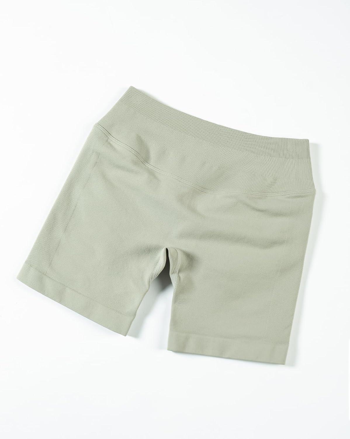 imageAUROLA Influence Workout Shorts for Women25 35 45 55 65 No Roll Up Squat Proof Scrunch Seamless Compression Gym ShortTidal Foam