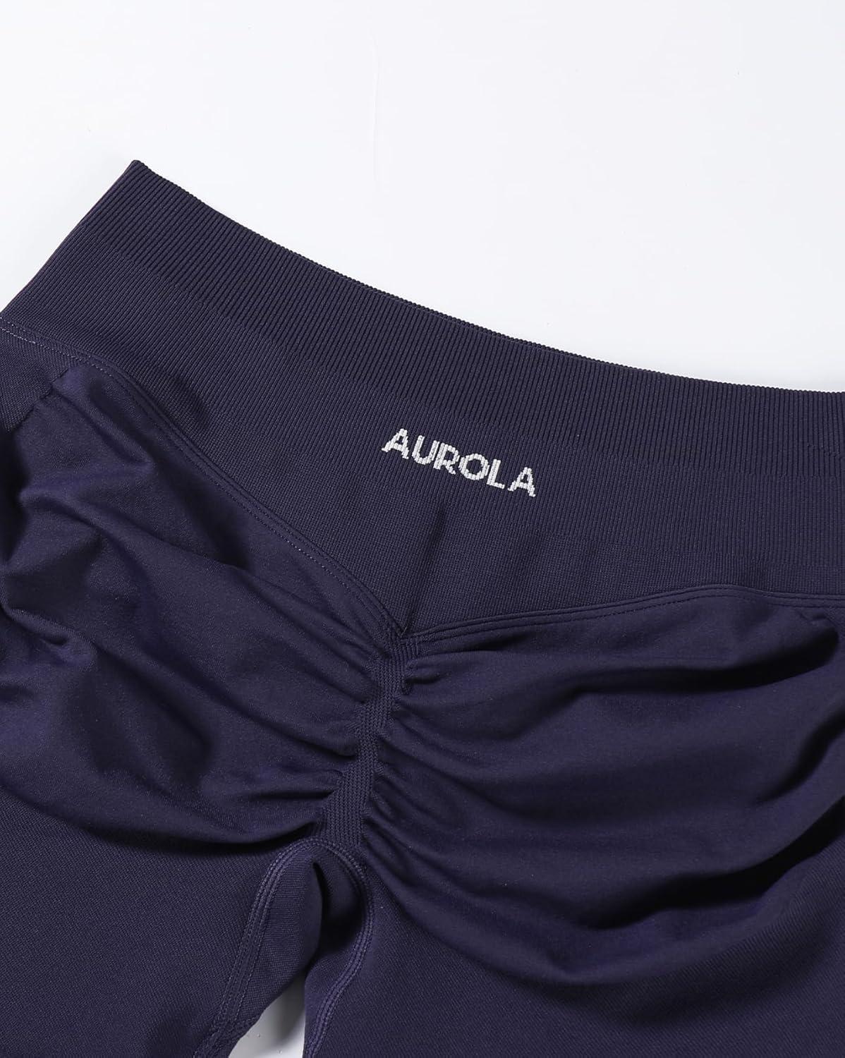 imageAUROLA Influence Workout Shorts for Women25 35 45 55 65 No Roll Up Squat Proof Scrunch Seamless Compression Gym ShortUltra Violet