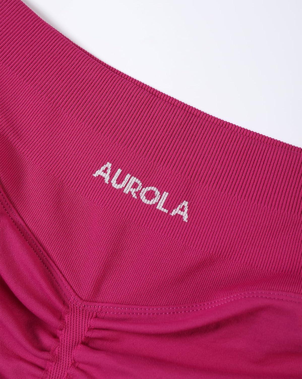 imageAUROLA Influence Workout Shorts for Women25 35 45 55 65 No Roll Up Squat Proof Scrunch Seamless Compression Gym ShortVivid Cerise