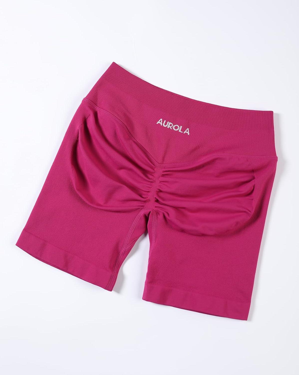 imageAUROLA Influence Workout Shorts for Women25 35 45 55 65 No Roll Up Squat Proof Scrunch Seamless Compression Gym ShortVivid Cerise