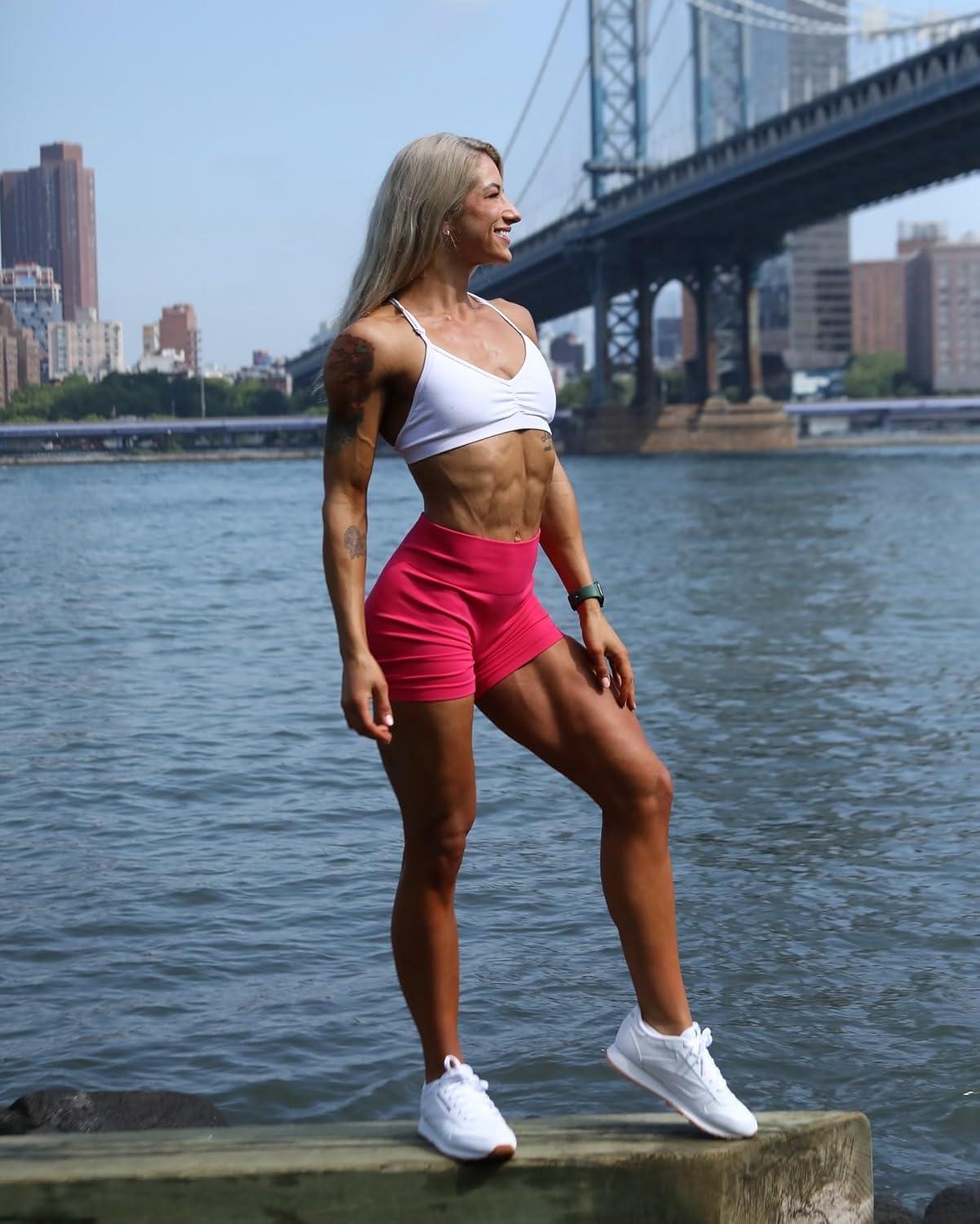 imageAUROLA No Scrunch Dream Shorts for WomenSeamless Workout Soft Smooth Fashion Everyday Casual ShortsPink