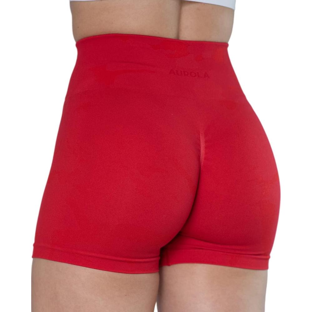 imageAUROLA Dream Collection Women Workout Shorts High Waist Gym Shorts Scrunch Butt Seamless Athletic ShortsCamobright Red