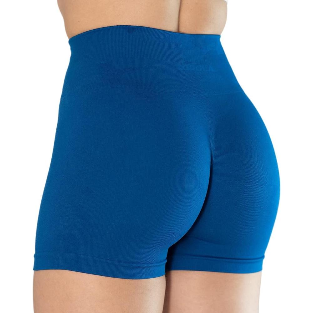 imageAUROLA Dream Collection Women Workout Shorts High Waist Gym Shorts Scrunch Butt Seamless Athletic ShortsCamolapis Blue
