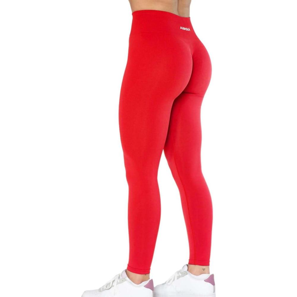 imageAUROLA Dream Collection Workout Leggings for Women High Waist Seamless Scrunch Athletic Running Gym Fitness Active PantsLychee