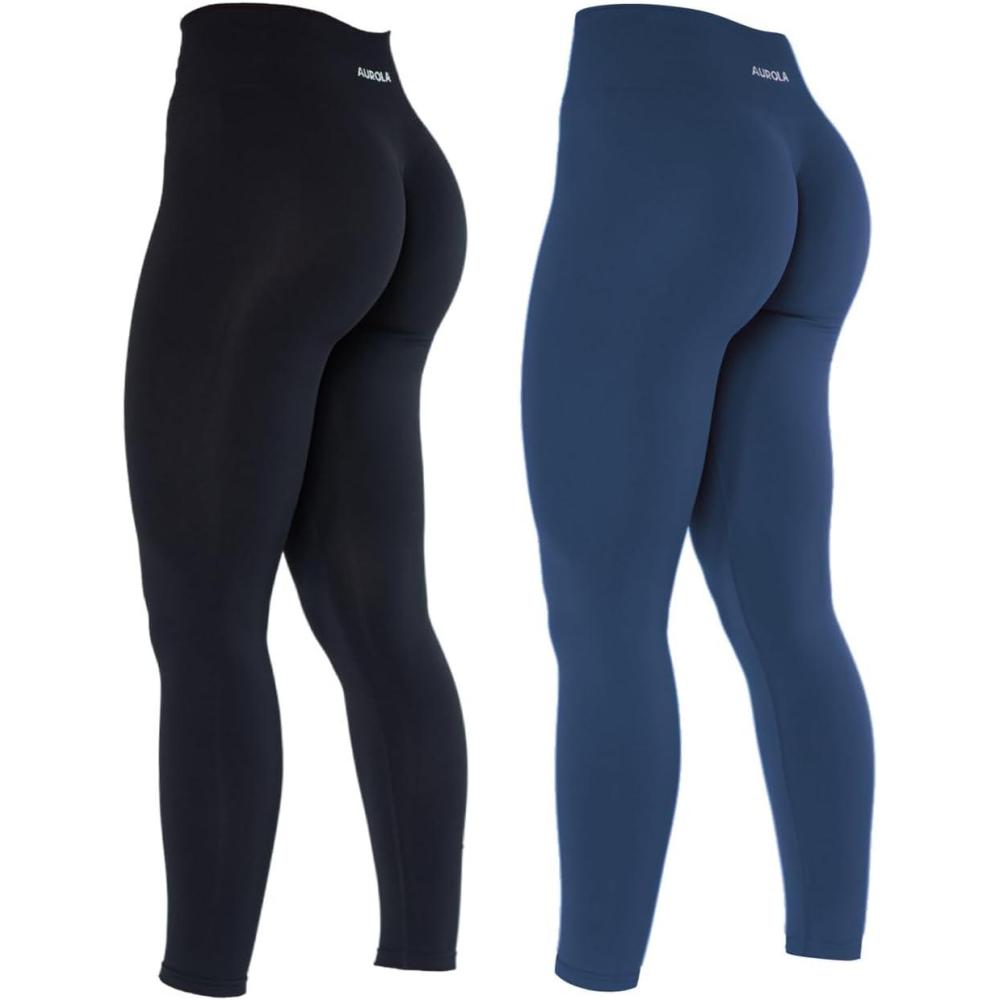 imageAUROLA Dream Collection Workout Leggings for Women High Waist Seamless Scrunch Athletic Running Gym Fitness Active PantsSetblacknaval Academy