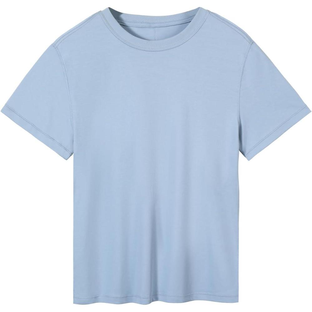 imageAUROLA Everyday Tshirt for Women Workout Tops Short Sleeve Lightweight Shirts Yoga Running Gym Athletic Tee TopCool Blue