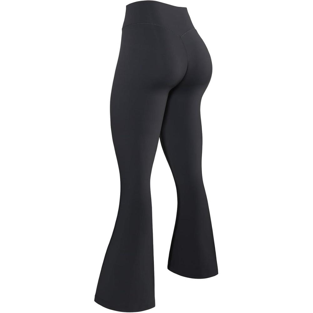 imageAUROLA Fire Flare Leggings for Women Crossover High Waisted Yoga Pants Tummy Control Wide Leg Bootcut LeggingsNine Iron