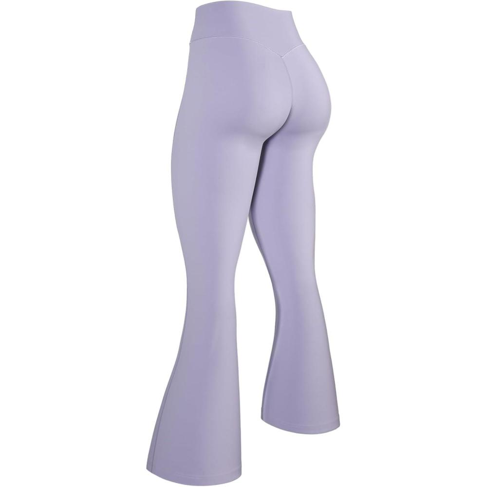 imageAUROLA Fire Flare Leggings for Women Crossover High Waisted Yoga Pants Tummy Control Wide Leg Bootcut LeggingsWisteria